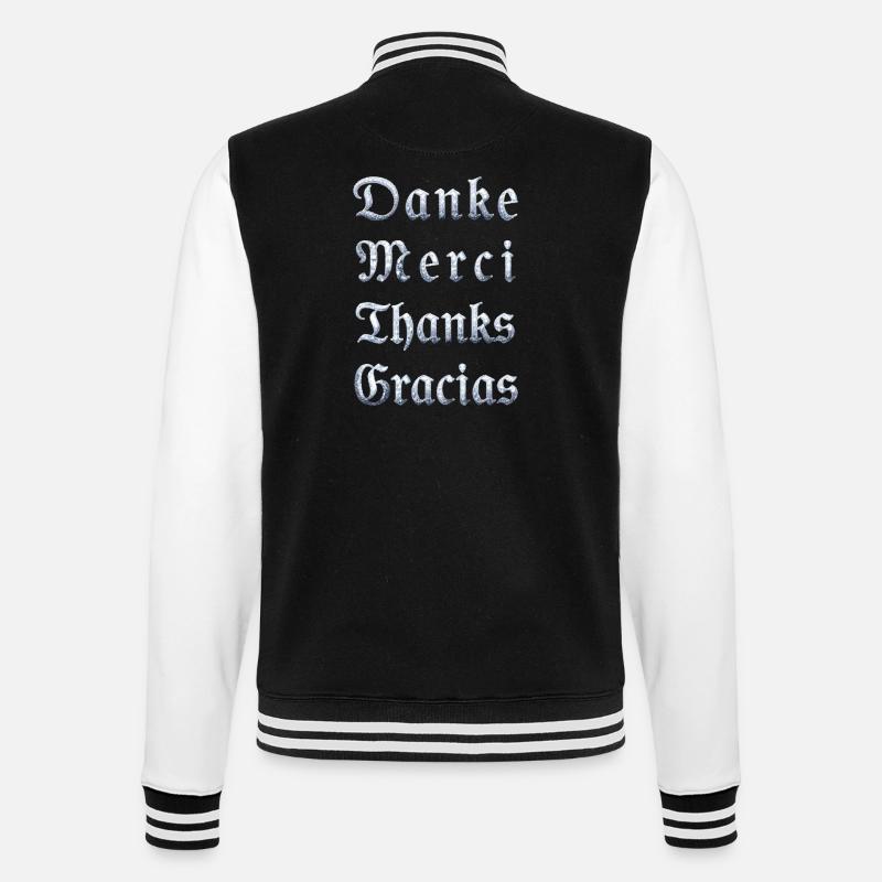 Multilinguale Dankesbotschaft Eiskristall - College-Sweatjacke - Schwarz/Weiß