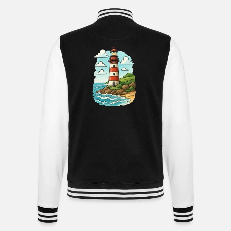 Lighthouse on the coastal path - College Sweat Jacket - black/white