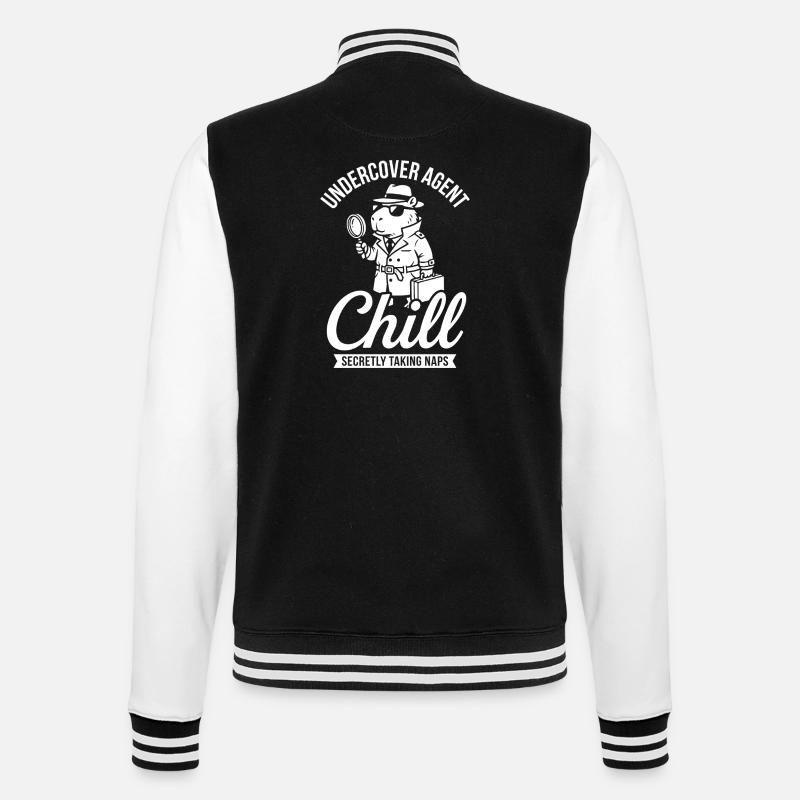 Undercover Agent Chill – Capybara - College-Sweatjacke - Schwarz/Weiß