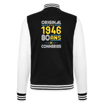 Original – 1946 – 80 Jahre - College-Sweatjacke - Schwarz/Weiß - Hinten - Marisol (170cm)