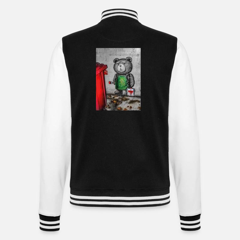 Teddybär - College-Sweatjacke - Schwarz/Weiß