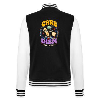 Carb Diem – Use the Bread Slice - College Sweat Jacket - black/white - Back - Marisol (170cm)