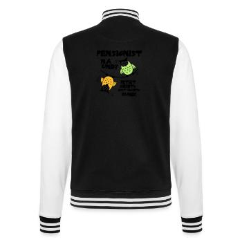 Eulen Pensionist - na und? - College-Sweatjacke - Schwarz/Weiß - Hinten - Marisol (170cm)