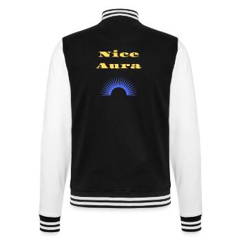 Nice Aura Bro, Gute Energie, Positive Ausstrahlung - College-Sweatjacke - Schwarz/Weiß - Hinten - Marisol (170cm)
