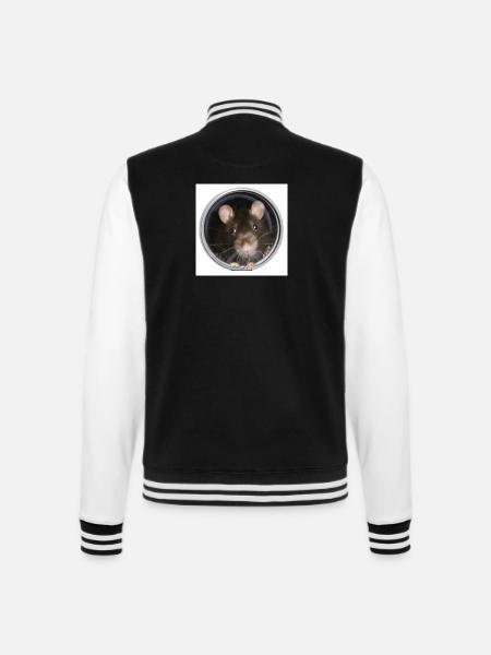 Ratte im Rohr vorn - College-Sweatjacke - Schwarz/Weiß