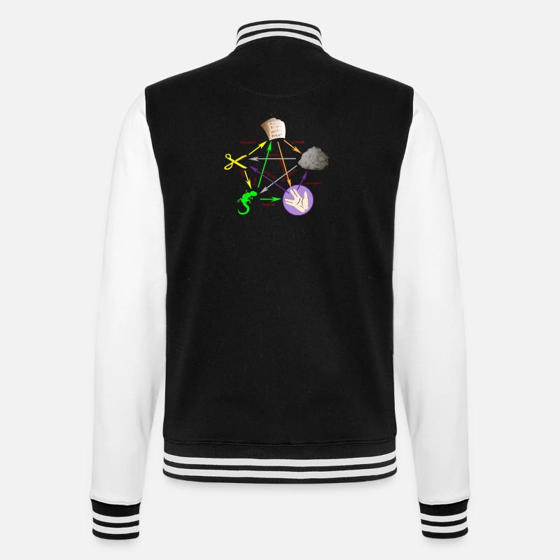 Schere Stein Papier Echse Spock - College-Sweatjacke - Schwarz/Weiß