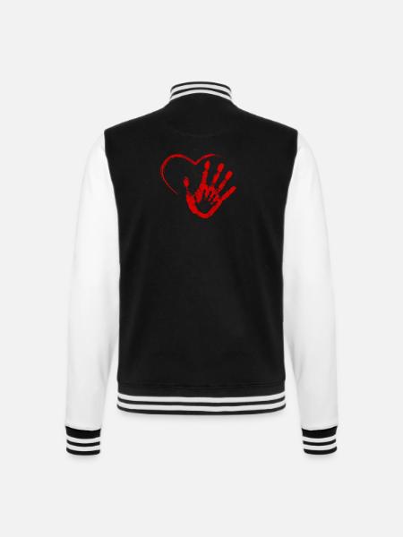 MAIN DANS LA MAIN ROUGE - Veste Teddy - noir/blanc