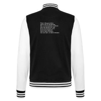 Schweizer Nationalhymne_weiss - College-Sweatjacke - Schwarz/Weiß - Hinten - Marisol (170cm)