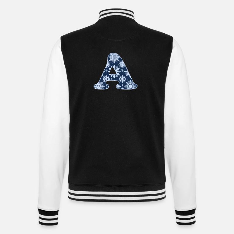 Buchstabe A Schneeflocken - College-Sweatjacke - Schwarz/Weiß