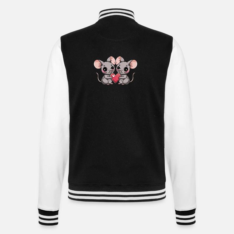 Maus Paar Herz - College-Sweatjacke - Schwarz/Weiß