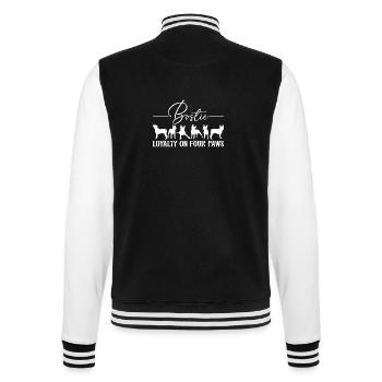 Bostie Boston Terrier Treue auf vier Pfoten - College-Sweatjacke - Schwarz/Weiß - Hinten - Marisol (170cm)