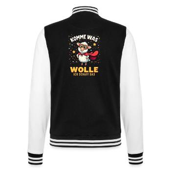 Komme was wolle - Karneval Schaf - College-Sweatjacke - Schwarz/Weiß - Hinten - Marisol (170cm)