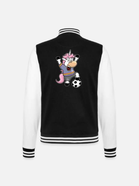 Fussball_Einhorn - College-Sweatjacke - Schwarz/Weiß