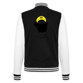 EULE // Brieftaube (Abbildung ähnlich) - College-Sweatjacke - Schwarz/Weiß - Hinten - Marisol (170cm)