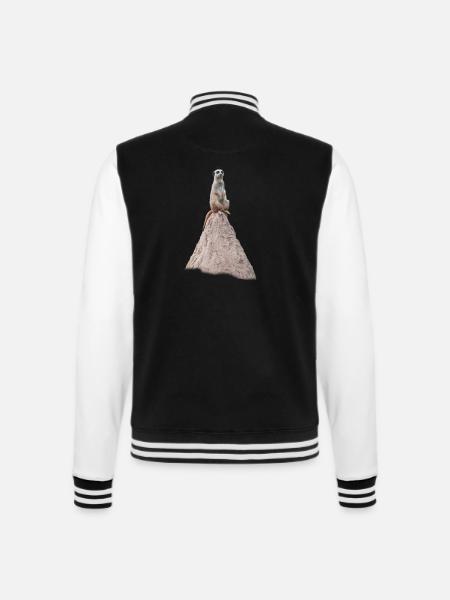 Erdmännchen_Hügel_1 - College-Sweatjacke - Schwarz/Weiß