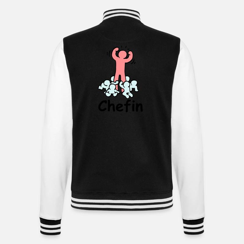 Chefin - College-Sweatjacke - Schwarz/Weiß