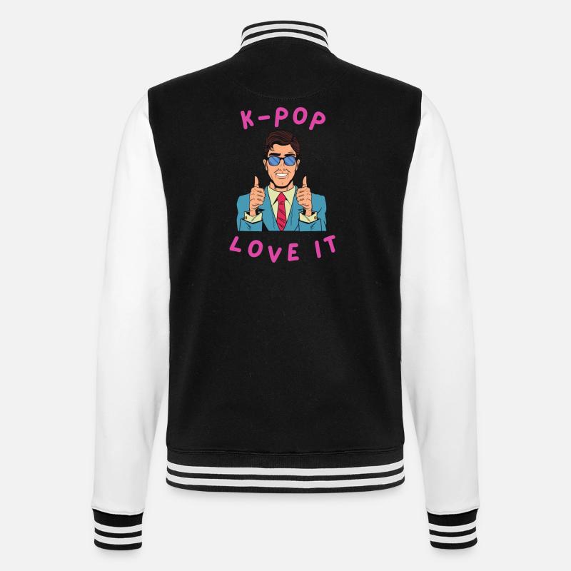 K-POP, - College-Sweatjacke - Schwarz/Weiß