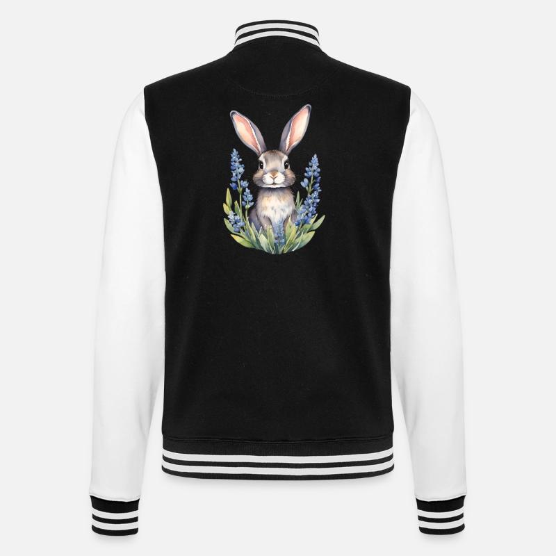 Texas Bluebonnet lapin lapin - Veste Teddy - noir/blanc