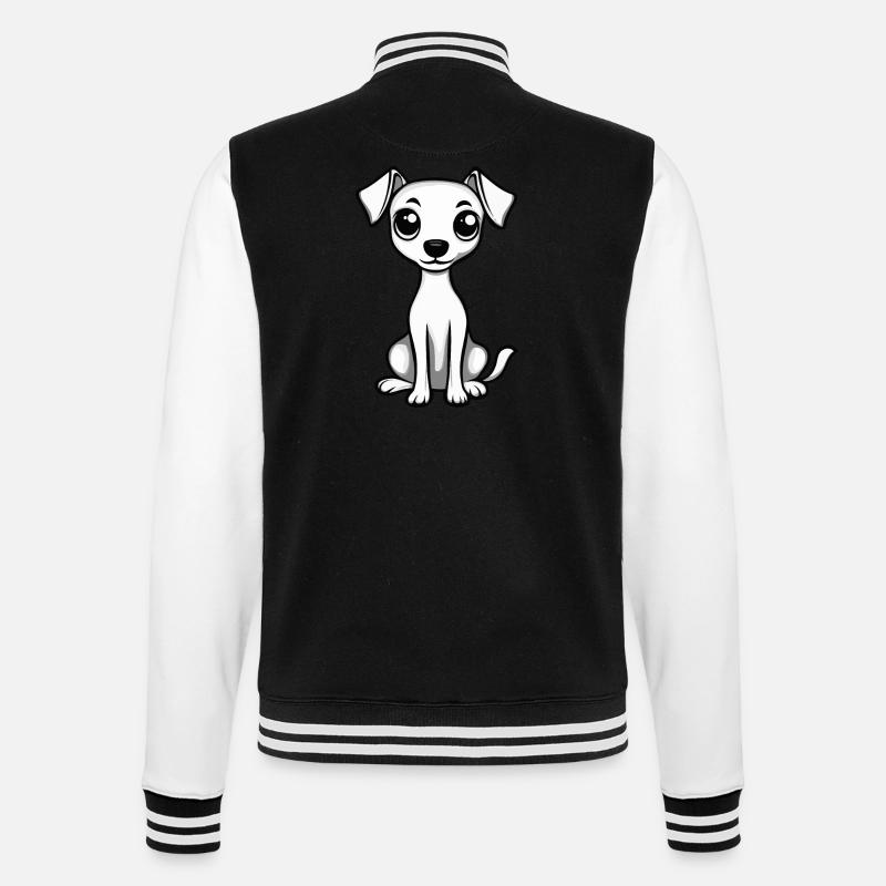 Whippet Dog Comic Cute - College Sweat Jacket - black/white