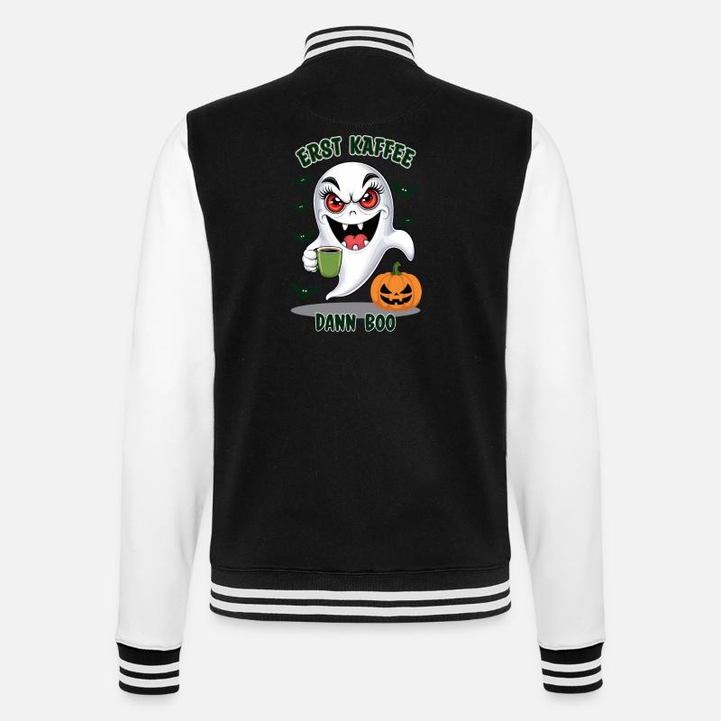 Böser Geist mit Kaffee - College-Sweatjacke - Schwarz/Weiß