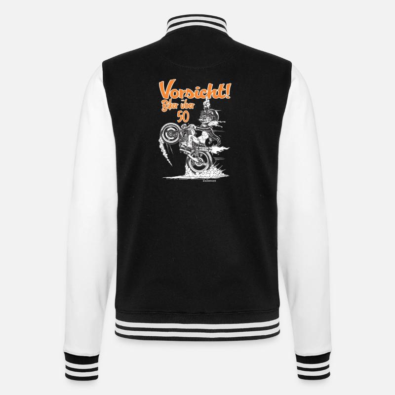 Bikerdesign Biker über 50 - College-Sweatjacke - Schwarz/Weiß