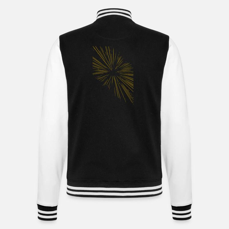 Abstract rays / gold / pattern / line - College Sweat Jacket - black/white