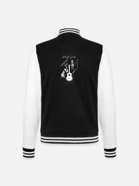Jazz Line Art: Gitarre und Blechbläser - College-Sweatjacke - Schwarz/Weiß
