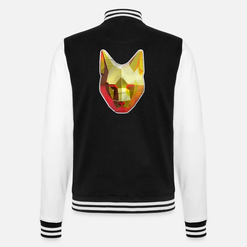Katze Polygon in Gold - College-Sweatjacke - Schwarz/Weiß