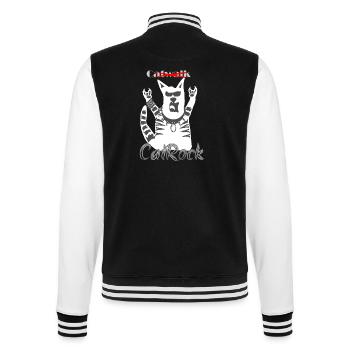 Rocker Drôle Chat Frites Fourche Heavy Metal - Veste Teddy - noir/blanc - Dos - Marisol (170cm)