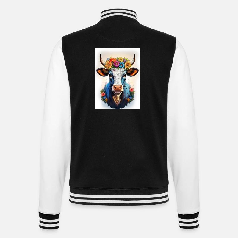 Vache avec couronne de fleurs - Veste Teddy - noir/blanc