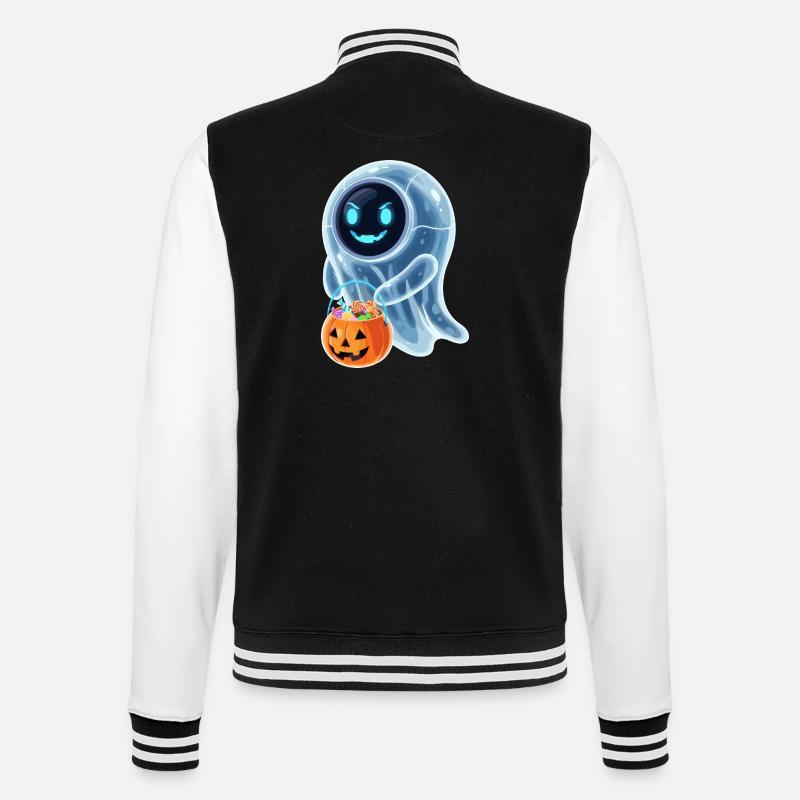 Roboter Geist mit Kürbiseimer - College-Sweatjacke - Schwarz/Weiß