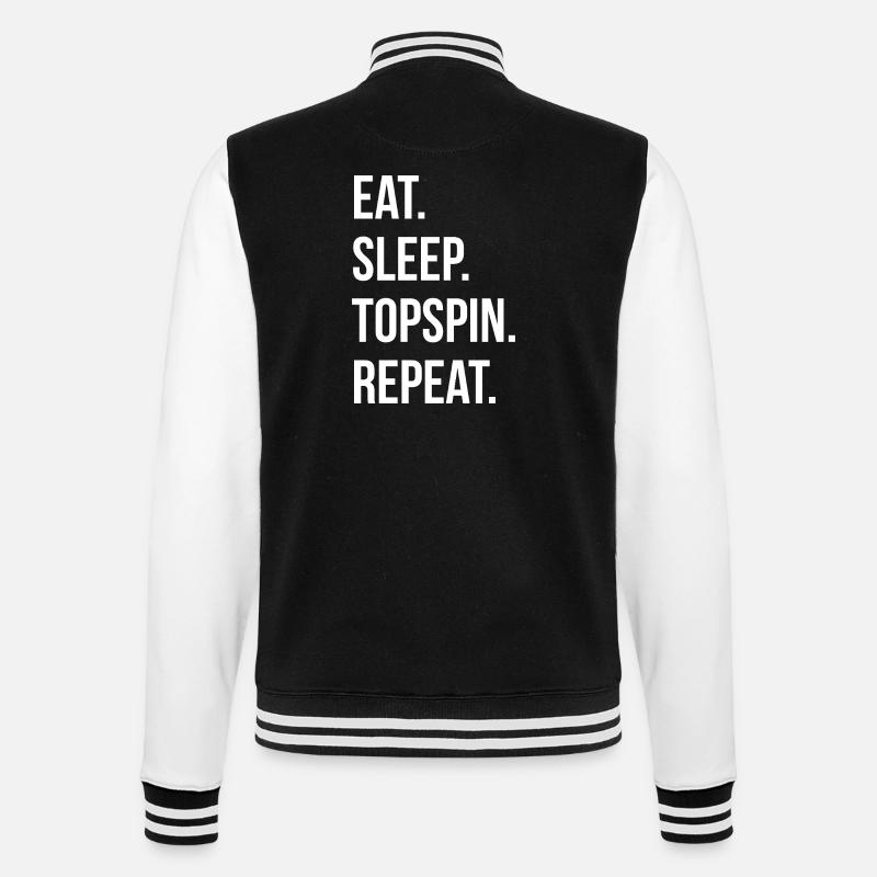 Eat Sleep Topspin Repeat - College-Sweatjacke - Schwarz/Weiß
