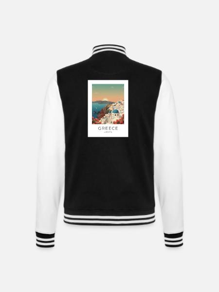 Santorini Sunset Coastal View - College Sweat Jacket - black/white