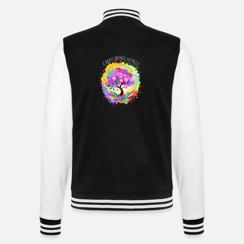 Farbenfroher blühender Baum - College-Sweatjacke - Schwarz/Weiß