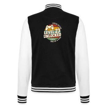 Vintage Geboren Ein Monat von 2001 Geburtstag - College-Sweatjacke - Schwarz/Weiß - Hinten - Marisol (170cm)