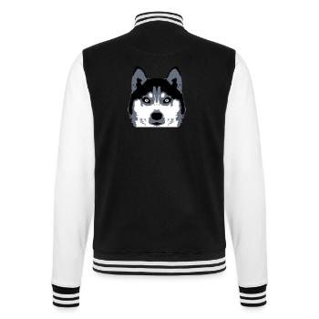 Hund Weißer Husky Gesicht Kopf Schöne Rasse Cool - College-Sweatjacke - Schwarz/Weiß - Hinten - Marisol (170cm)
