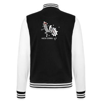 Kick Game Lit – Urban Sneaker Style - College Sweat Jacket - black/white - Back - Marisol (170cm)