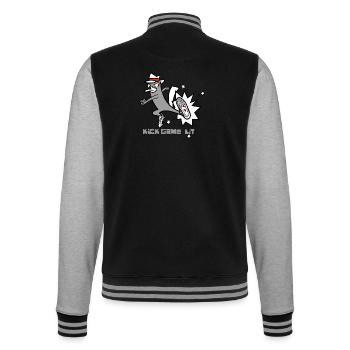 Kick Game Lit – Urban Sneaker Style - College-Sweatjacke - Schwarz/Grau meliert - Hinten - Marisol (170cm)