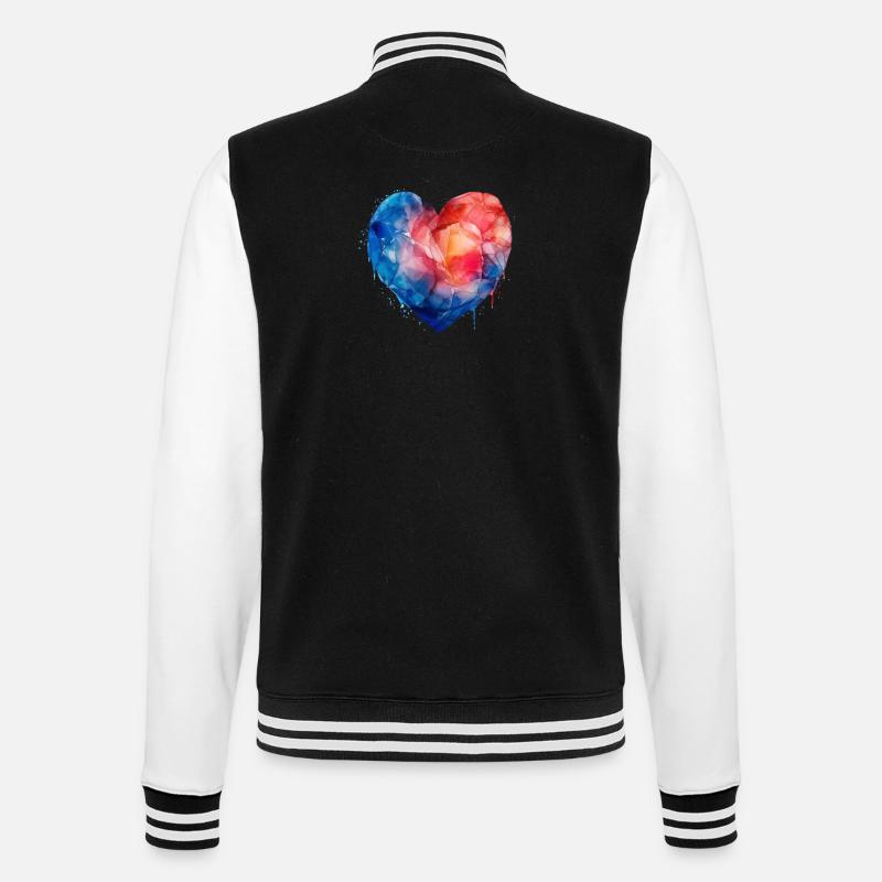 Blue Red Heart - College Sweat Jacket - black/white