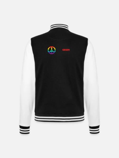 Laut und bunt gegen rechts - College-Sweatjacke - Schwarz/Weiß