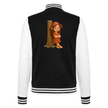 Zwergin lässig am Baum lehnend - College-Sweatjacke - Schwarz/Weiß - Hinten - Marisol (170cm)