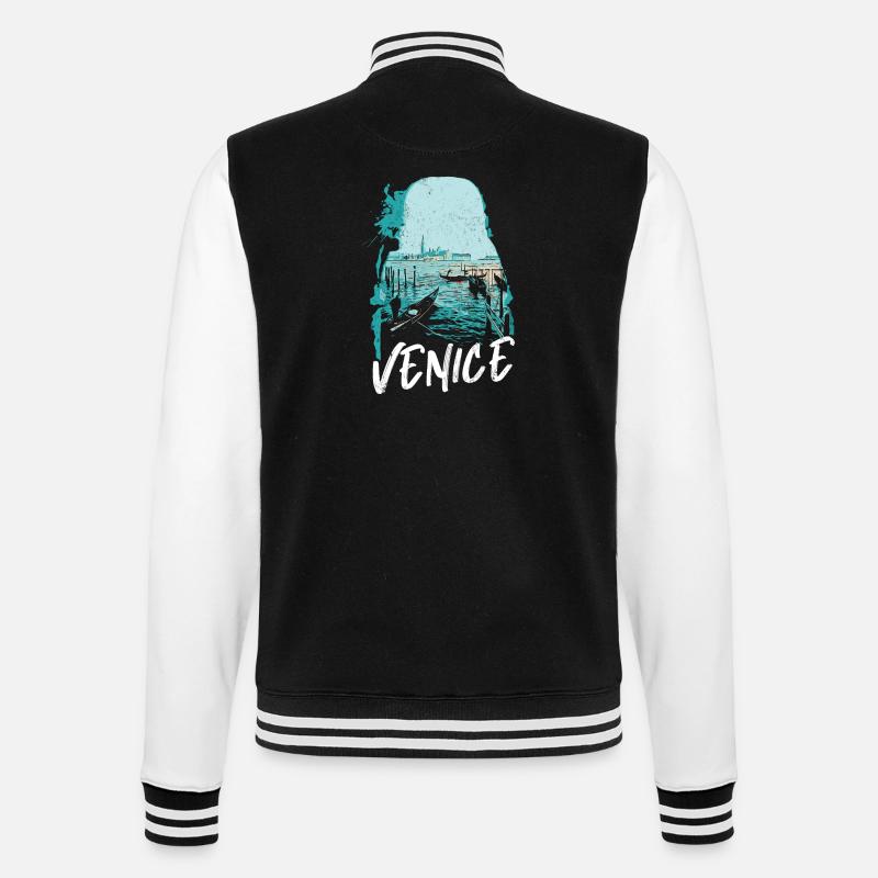 Venice and its Gondolas: Elegant Illustration - College Sweat Jacket - black/white