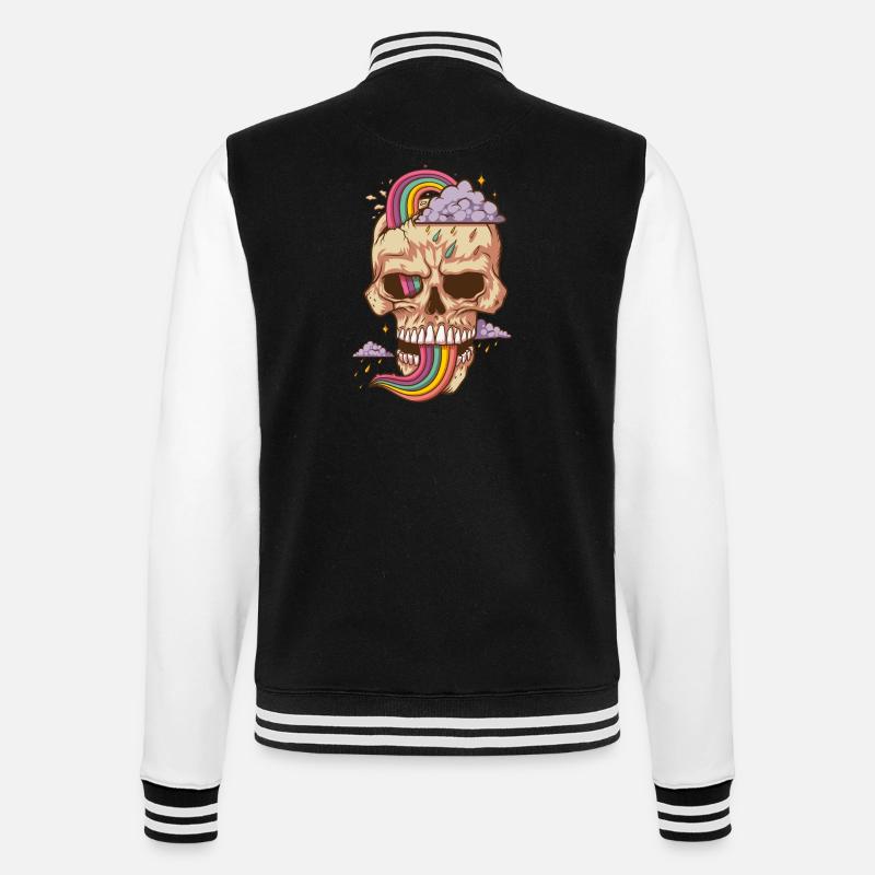 Skull with crazy moods - College Sweat Jacket - black/white