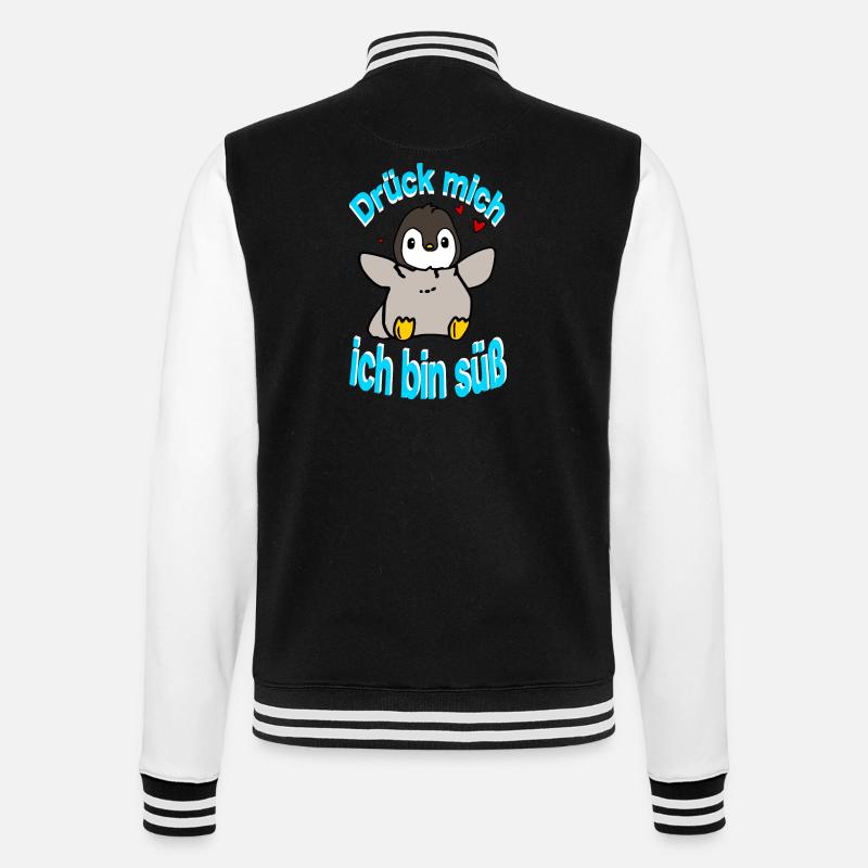 Pinguin Drück mich - College-Sweatjacke - Schwarz/Weiß