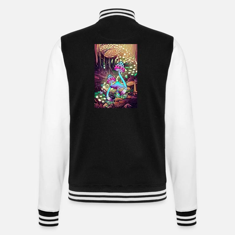 Magic Mushroom Landscape artwork - College Sweat Jacket - black/white