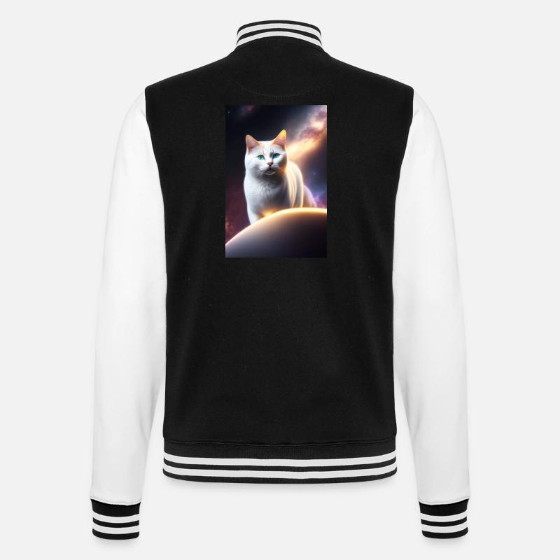 weise Katze 1 - College-Sweatjacke - Schwarz/Weiß