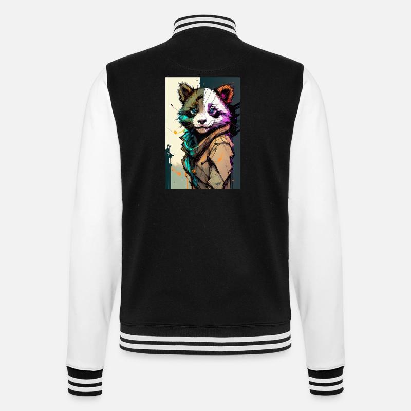 Inkpunk Panda 2 - College-Sweatjacke - Schwarz/Weiß