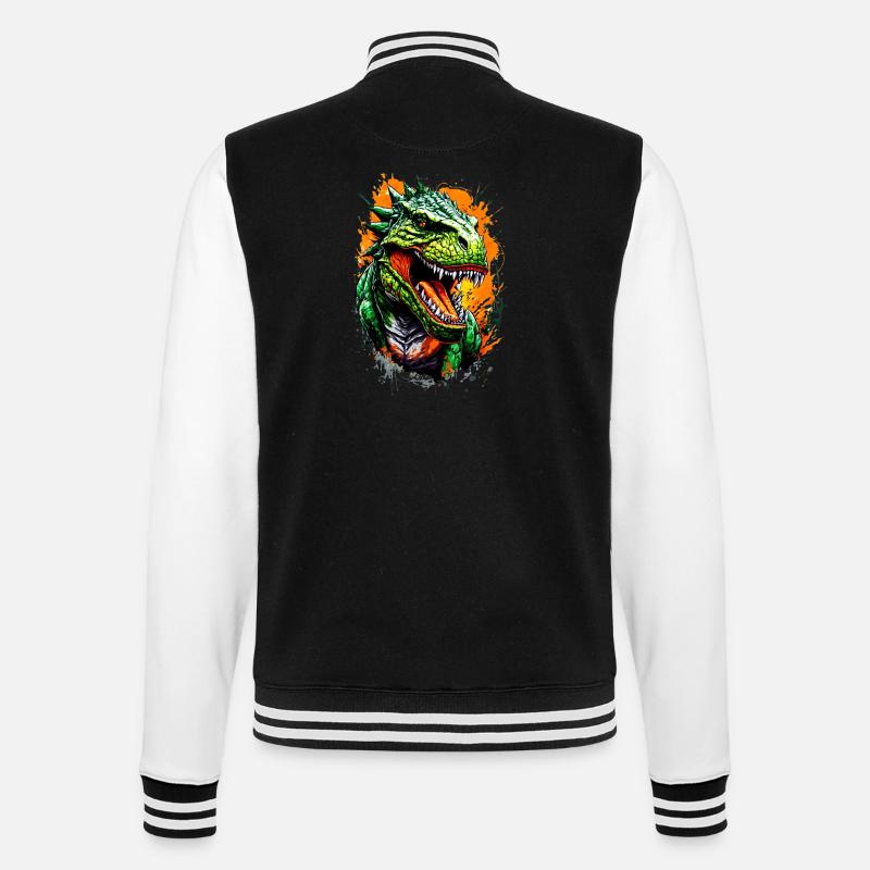 Aggressive dinosaur T Rex - College Sweat Jacket - black/white