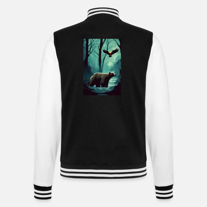Tiere des Dunklen Waldes - College-Sweatjacke - Schwarz/Weiß