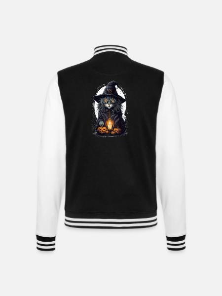 Halloween Katze - College-Sweatjacke - Schwarz/Weiß